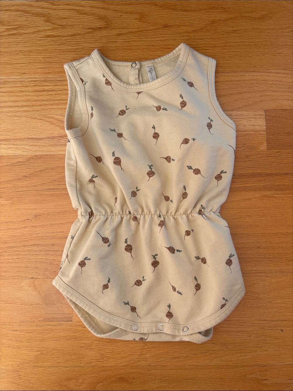 Rylee + Cru Beige Tank One-Piece with Brown Turnip Print